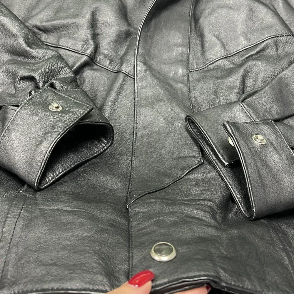 Urban Renewal Leather Jacket Mens M Black Quilted Lined Full Zip Bomber Moto